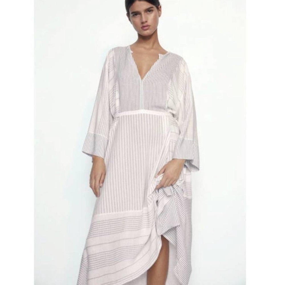 ZARA NEW NWT ASYMMETRIC STRIPED DRESS